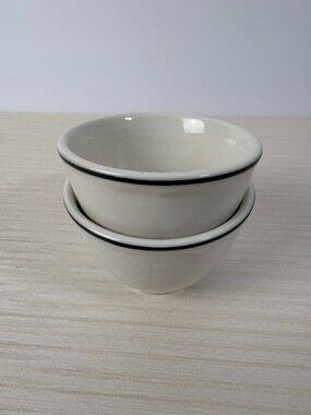 Vintage 1980 Homer Laughlin Best China Bouillon Bowls Black Rim Set of 2 USA